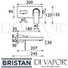 Bristan Alp Wall Mounted Basin Mixer Tap Dimensions